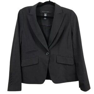 Apostrophe Black Single Button Blazer Jacket Size 4P Business Attire Flap Pocket
